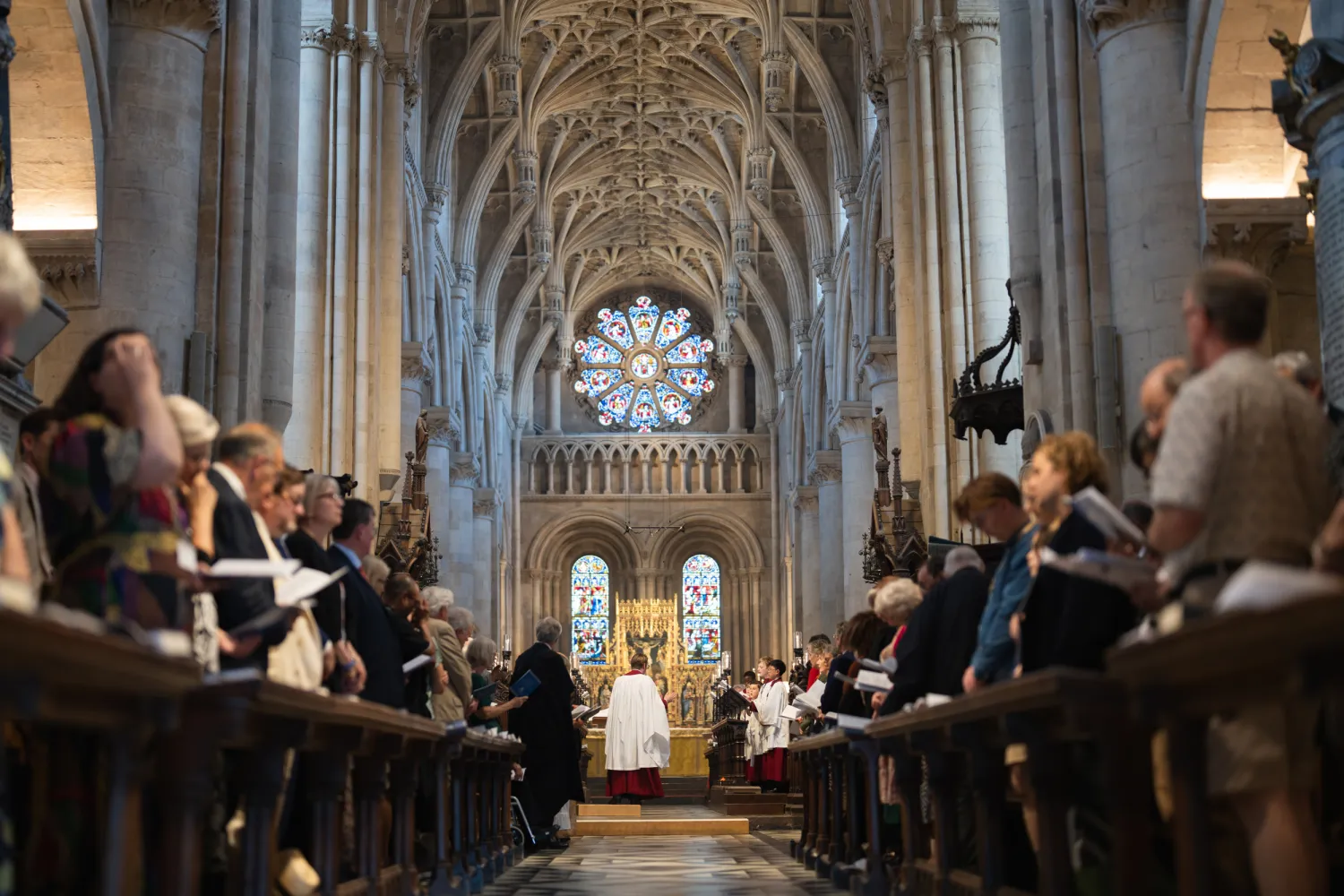 A full cathedral nave during the solemn vespers to mark the 500tha nniversary of Cardinal college.