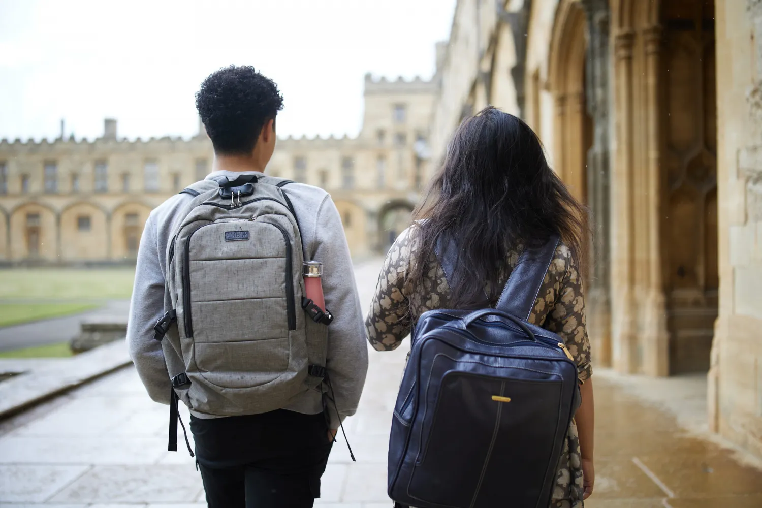 Students walking in Tom Quad