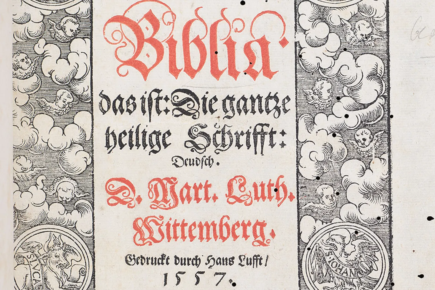 Detail from a Bible in German, translated by Martin Luther, Wittenberg, 1557