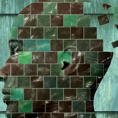 Artwork on wall depicting the pieces of the mind