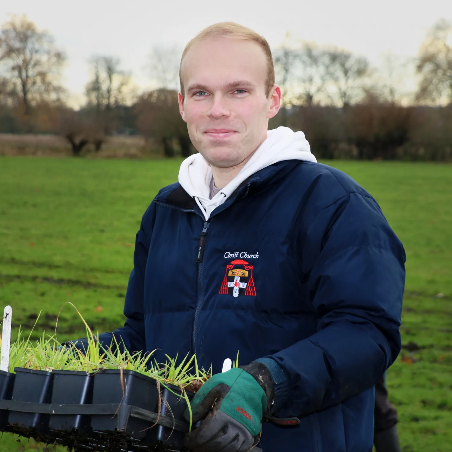 One of the Christ Church team of wildflower planting volunteers