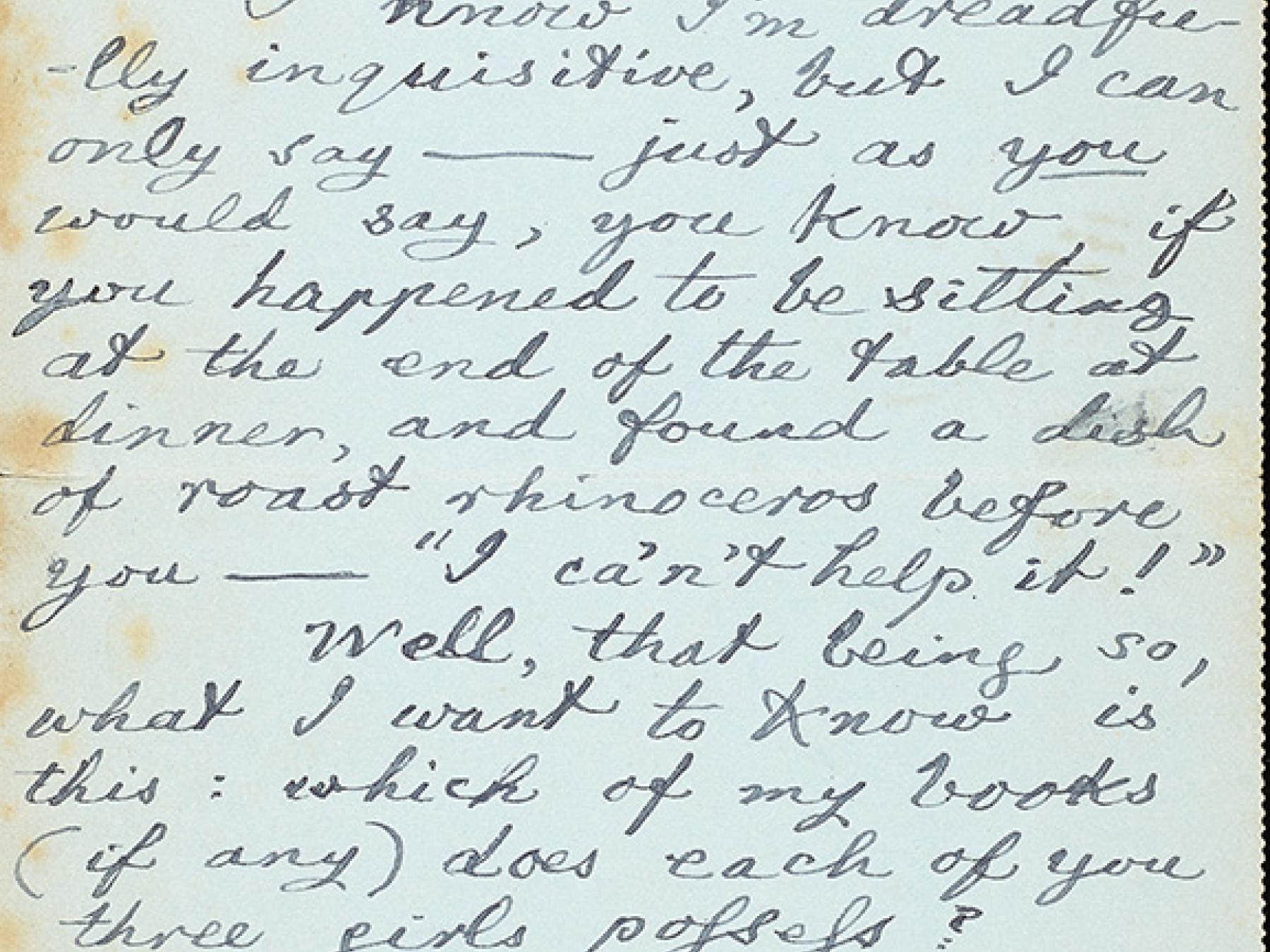 Carroll to Ruth Butler. Autograph letter, 24 November 1892